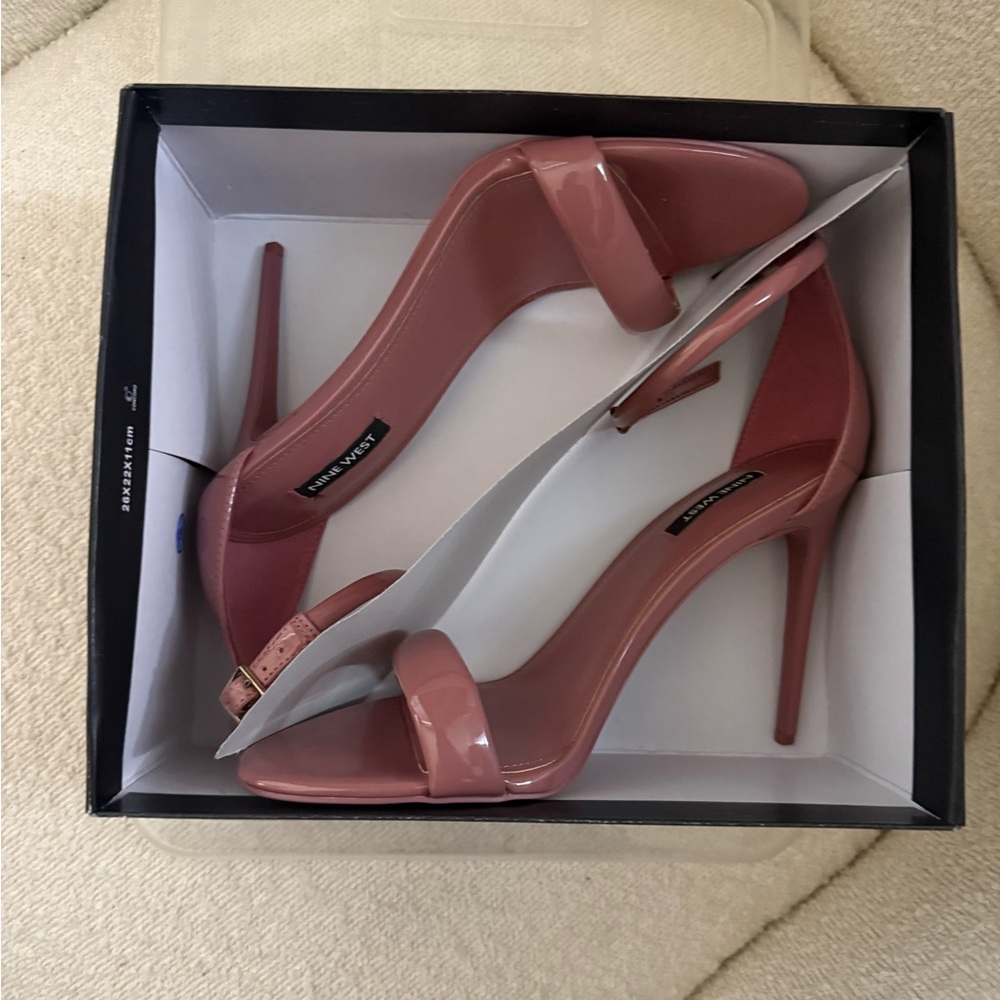 Nine West Rose Patent Open-Toe Stiletto Heels